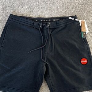 VISSLA Dark Shorts with Red Patch